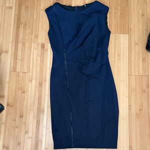 Elie Tahari Elegant Navy Midi Dress
